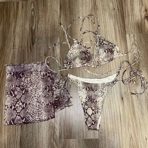 Snake skin bikini with sarong